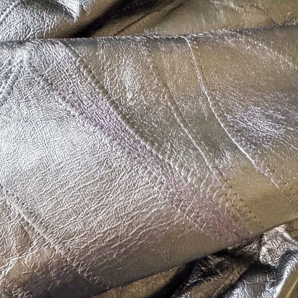 🏍️ Vintage FLIGHT PATH Black Patchwork Leather Biker Jacket 🏍️ - Picture 8 of 13